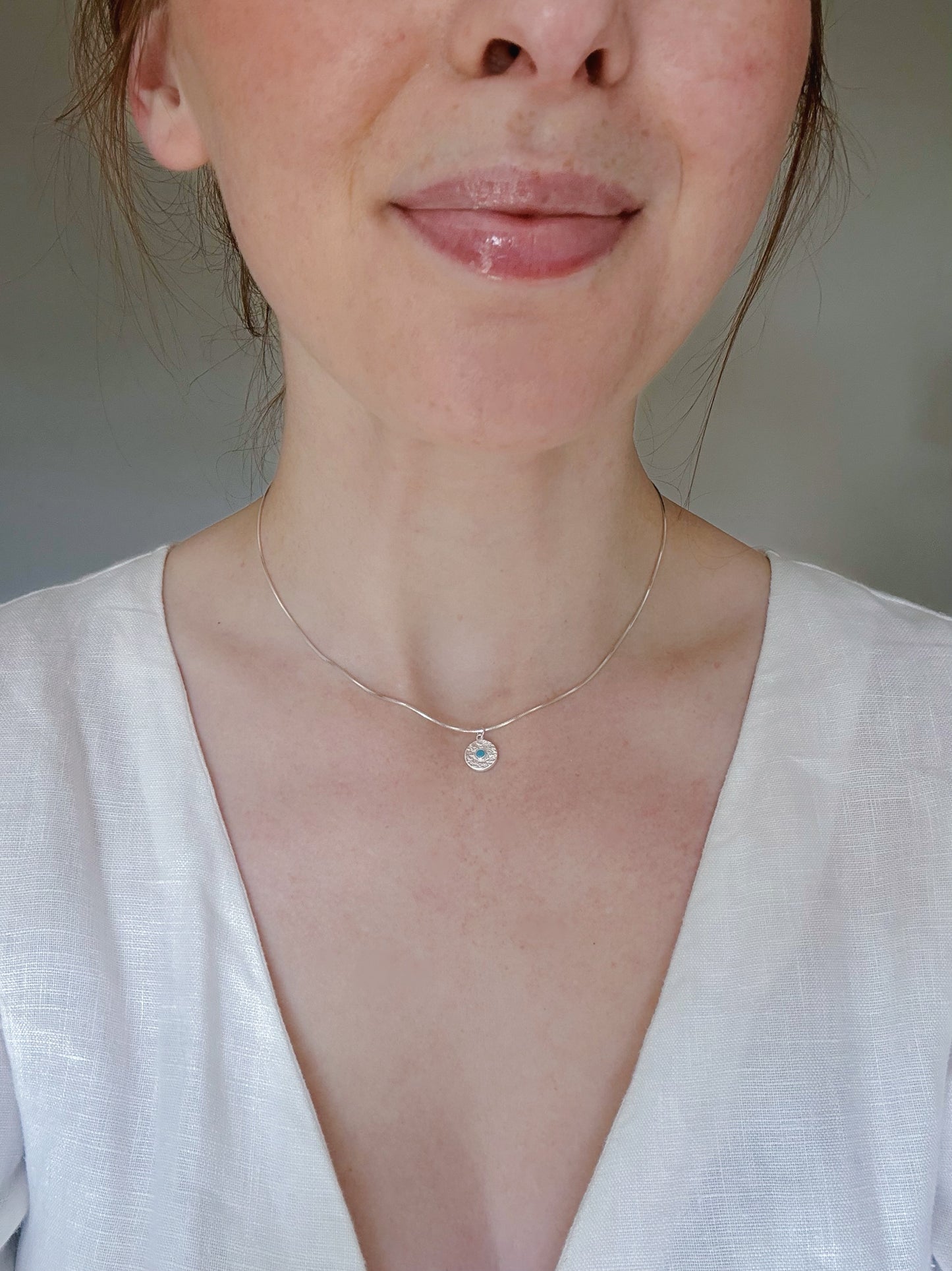 STERLING SILVER TURQUOISE DISC